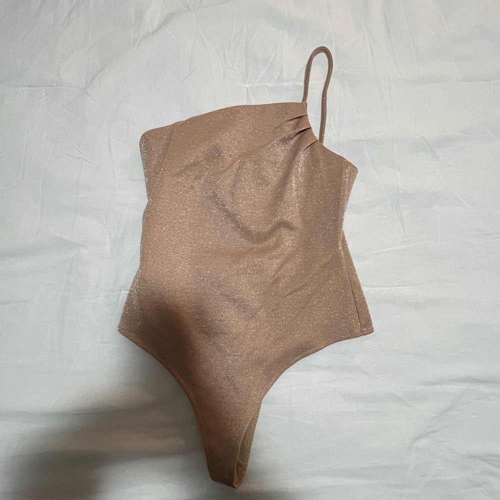 Lovers and Friends Tan Sparkly Bodysuit